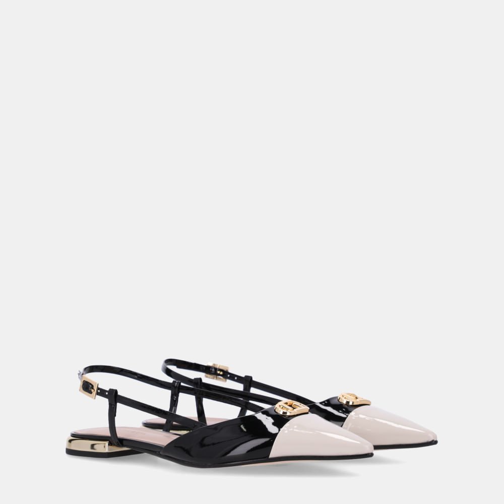 Slingback Verniz Pu Panna/verniz Pu Preto-bege - 80240025 Preto 2