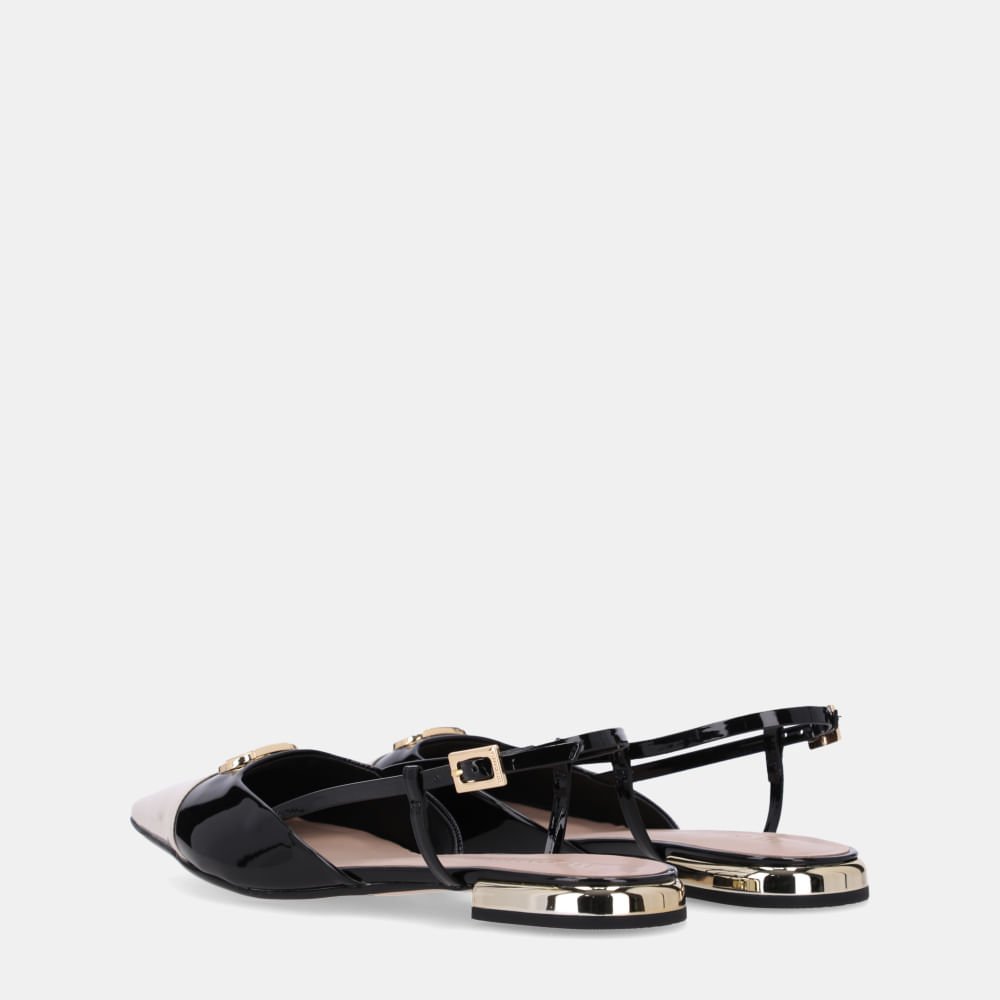 Slingback Verniz Pu Panna/verniz Pu Preto-bege - 80240025 Preto 3