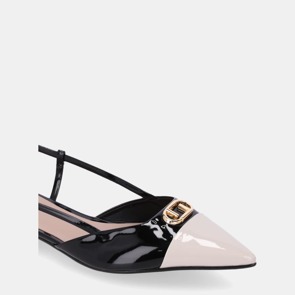 Slingback Verniz Pu Panna/verniz Pu Preto-bege - 80240025 Preto 4
