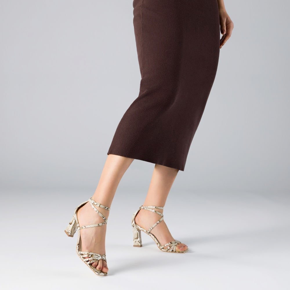 Sandália De Salto Snake Panna - 80790009 Panna 2