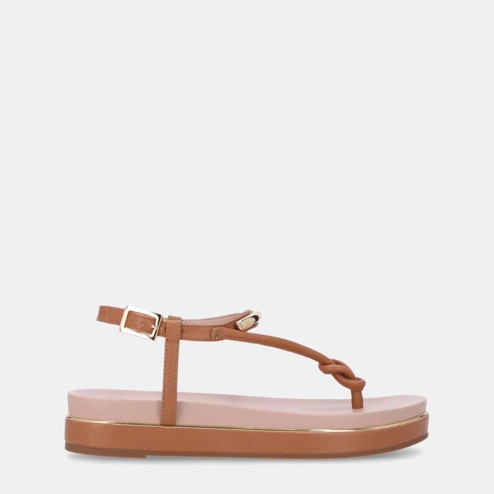 Sandália Flatform Saara Amêndoa - 58890400