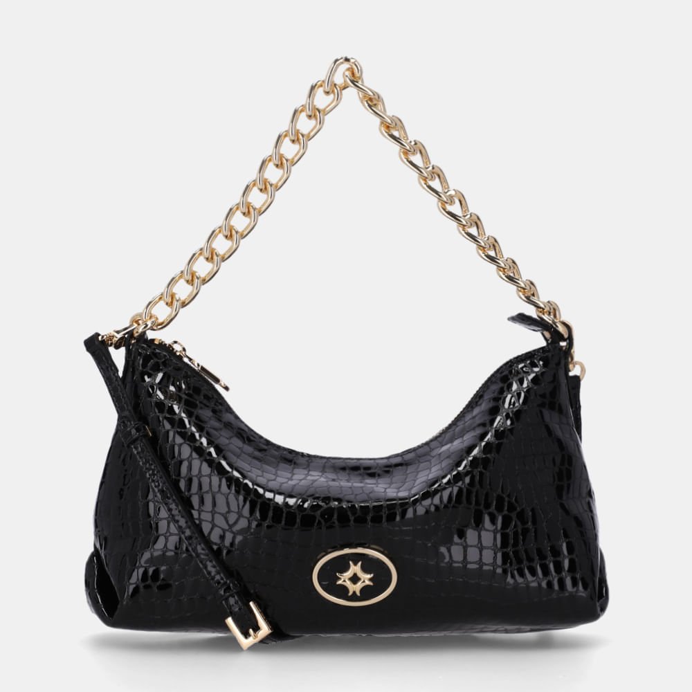 Bolsa Baguete Média Alligator Preto - 2000893