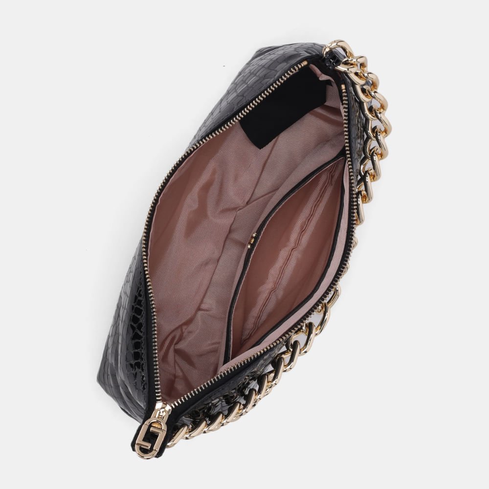 Bolsa Baguete Média Alligator Preto - 2000893 Preto 5