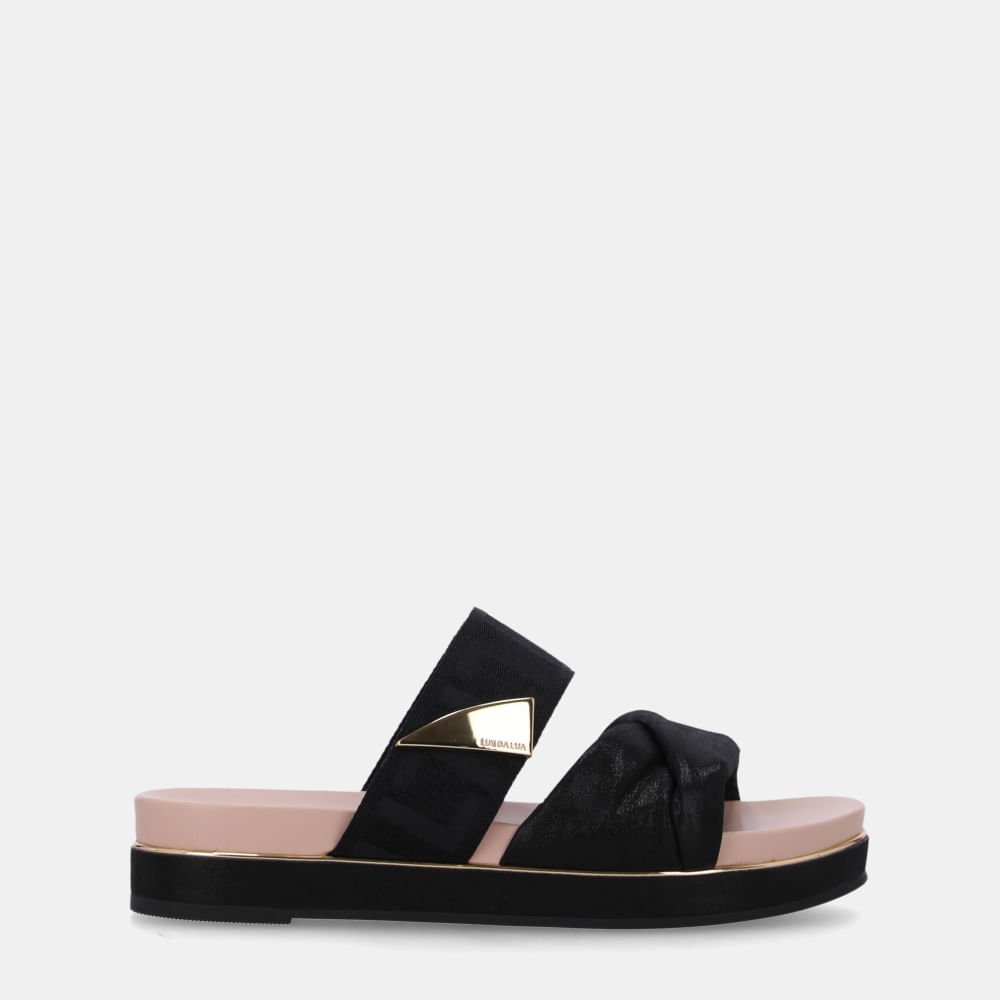 Sandália Flatform Puntini Preto Com Gorgurão Preto - 58890300