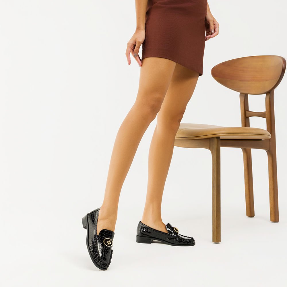 Mocassim Alligator Preto Com Alligator Preto - 60560022 Preto 2