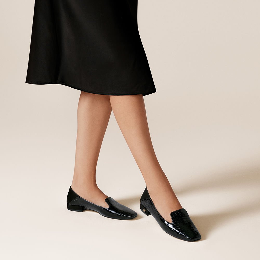 Loafer Alligator Preto E Cervo Preto - 80950010 Preto 2