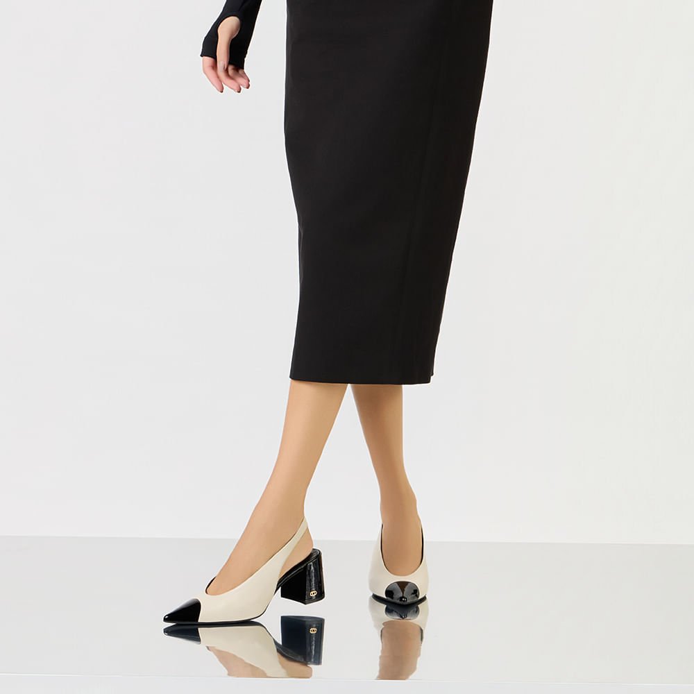 Slingback Verona Preto Com Saara Panna - 60330026 Panna 2