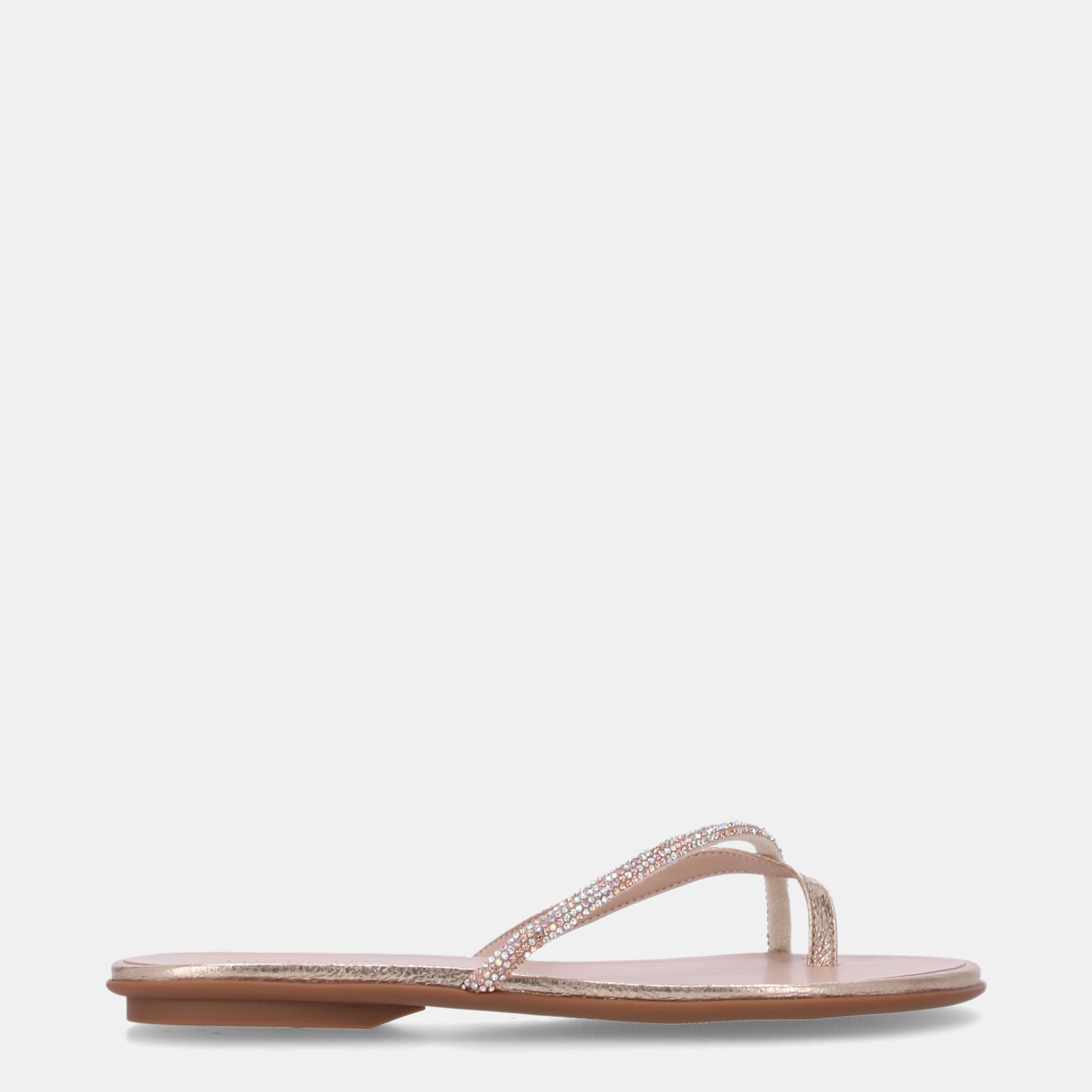 Chinelo Couro Vênus Ouro Com Tira Strass Multi - 52210068