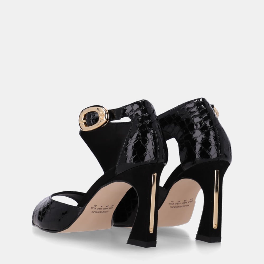 Sandália Salto Alligator Preto E Cervo Preto - 81110003 Preto 4