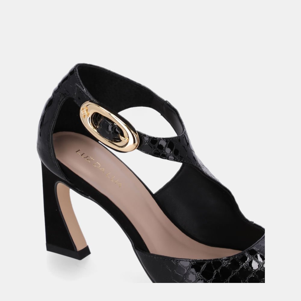 Sandália Salto Alligator Preto E Cervo Preto - 81110003 Preto 5
