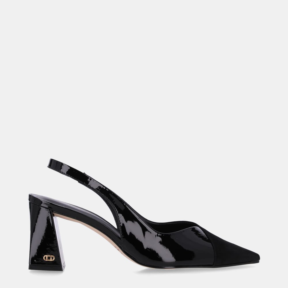 Slingback Cervo Preto E Verona Preto - 60980004