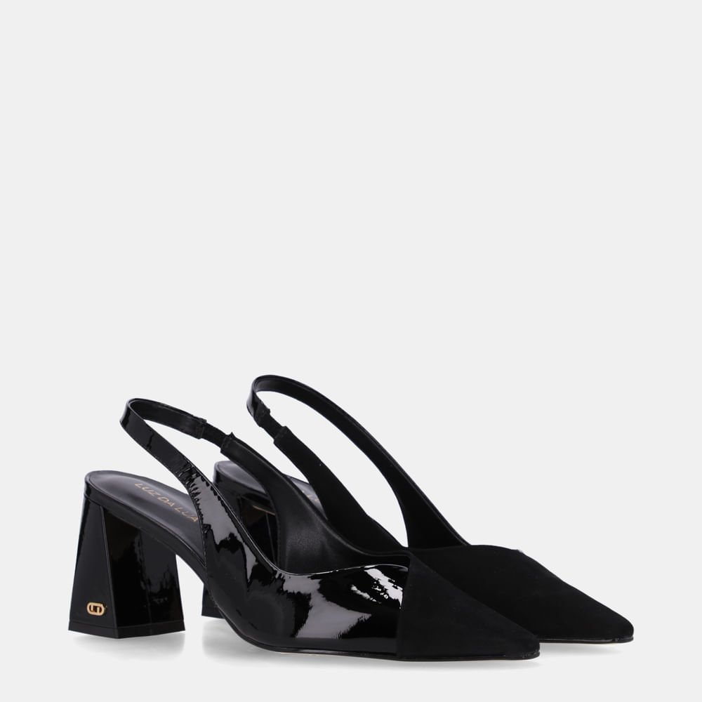Slingback Cervo Preto E Verona Preto - 60980004 Preto 3