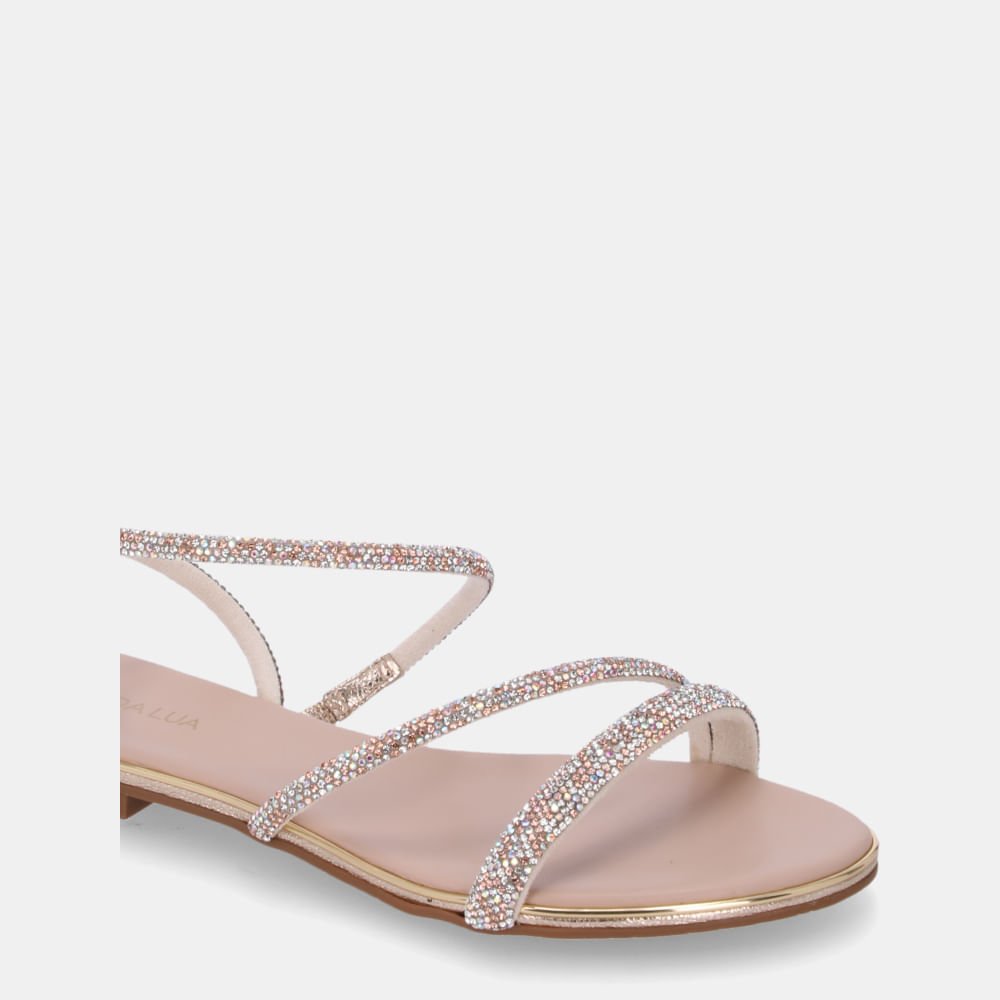 Sandália Rasteira Tira Strass Cristal Com Vênus Ouro - 54870080 Ouro 5