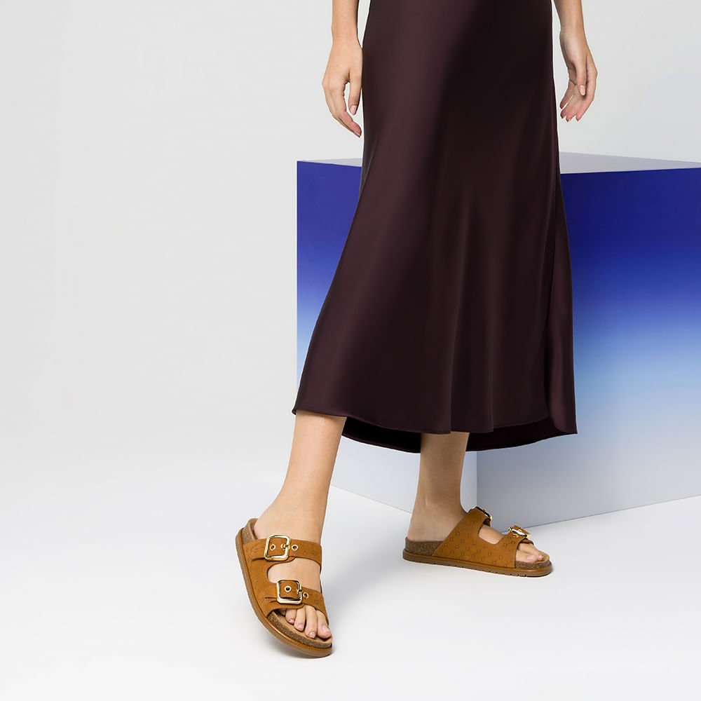 Chinelo Couro Bison Caramelo Com Atacama Caramelo - 80600012 Caramelo 2