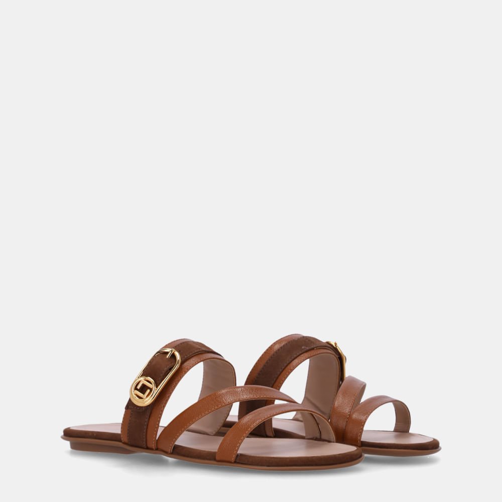 Chinelo Couro Atacama Caramelo E Bison Espresso - 52210077 Caramelo 3