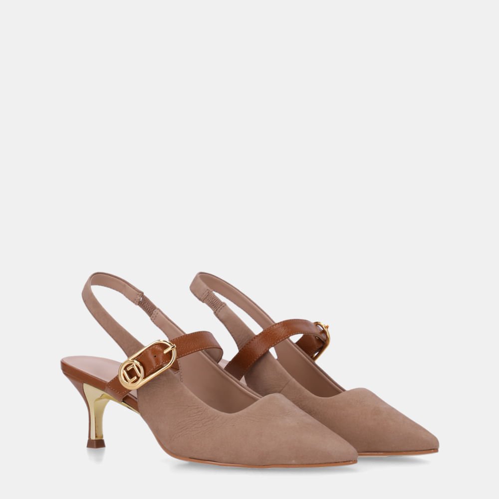 Slingback Bison Ginger E Atacama Caramelo - 58060043 Bison Ginger 3