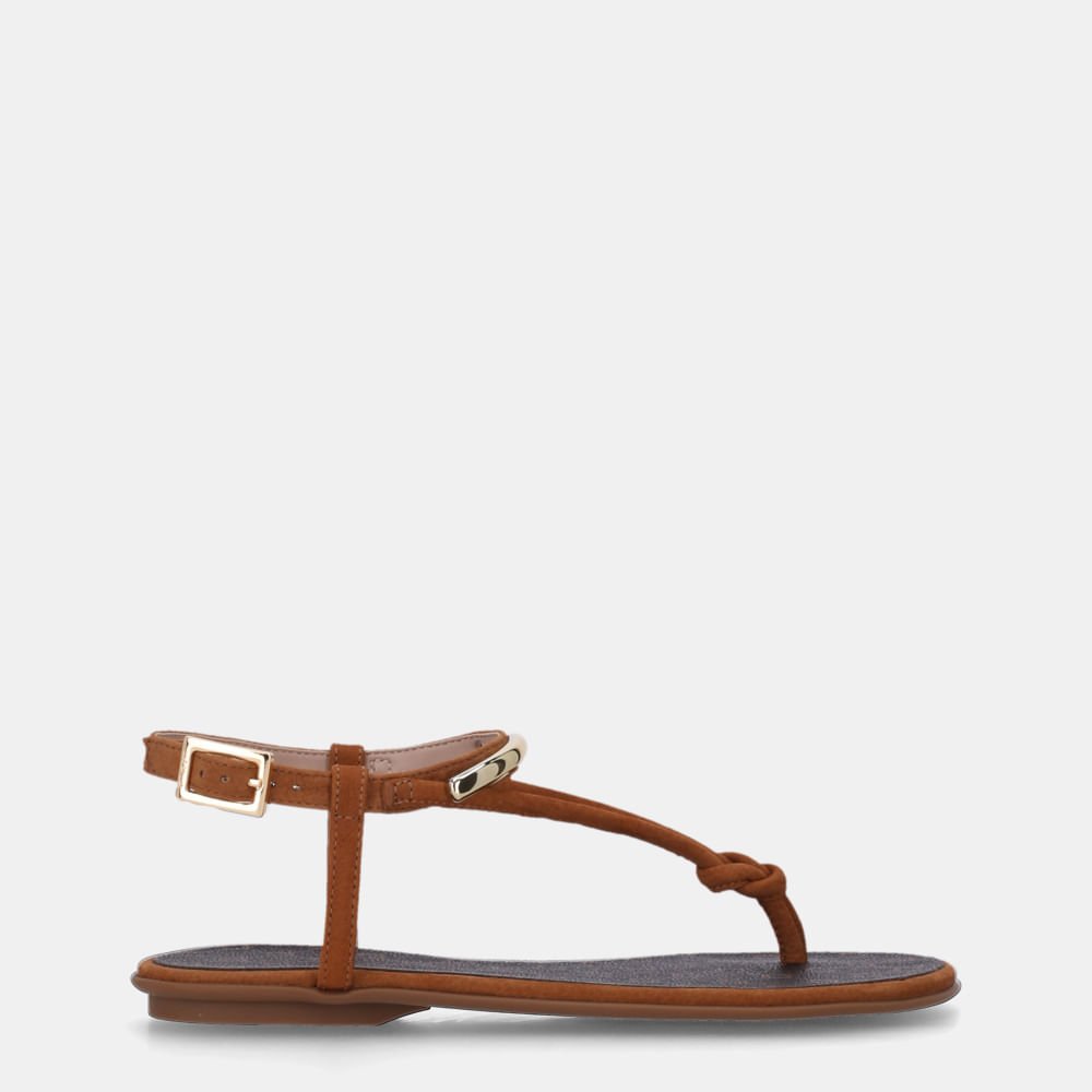 Sandália Rasteira Sun Bison Caramelo Com Monograma Mocca - 52217800