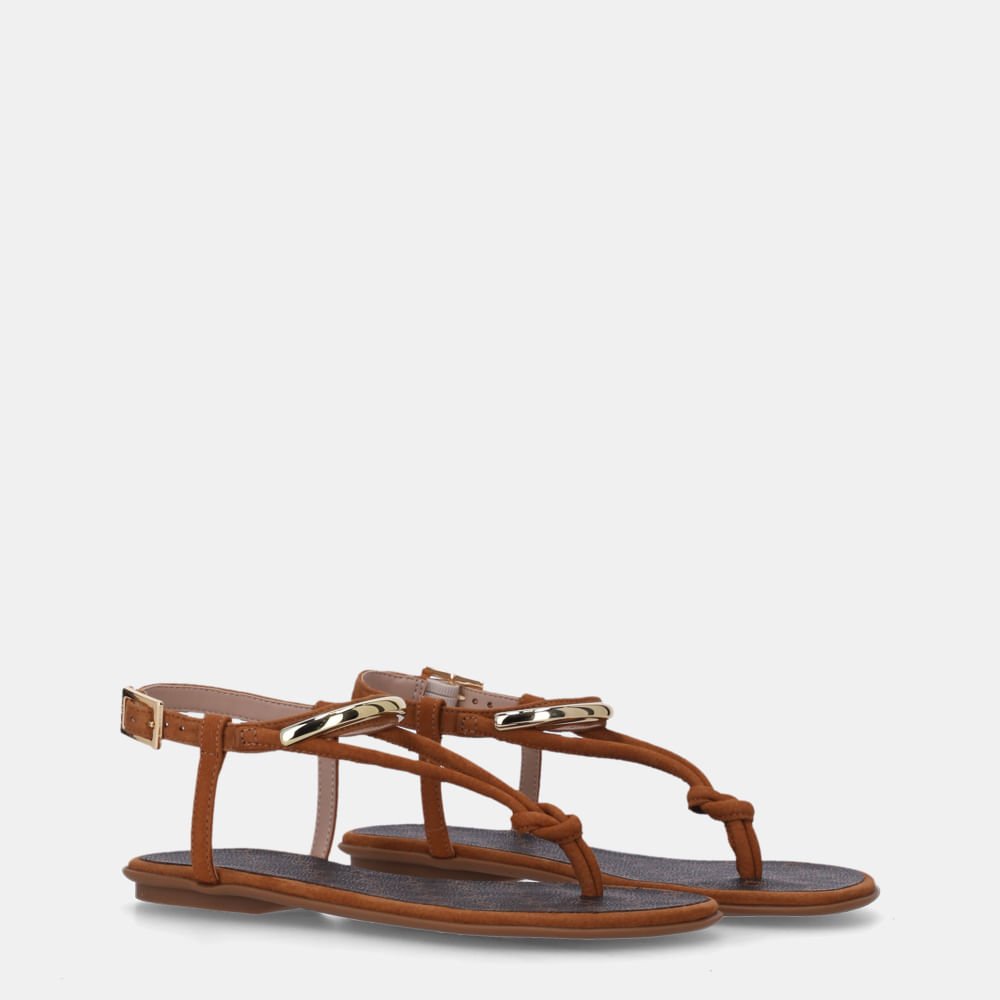 Sandália Rasteira Sun Bison Caramelo Com Monograma Mocca - 52217800 Caramelo 2