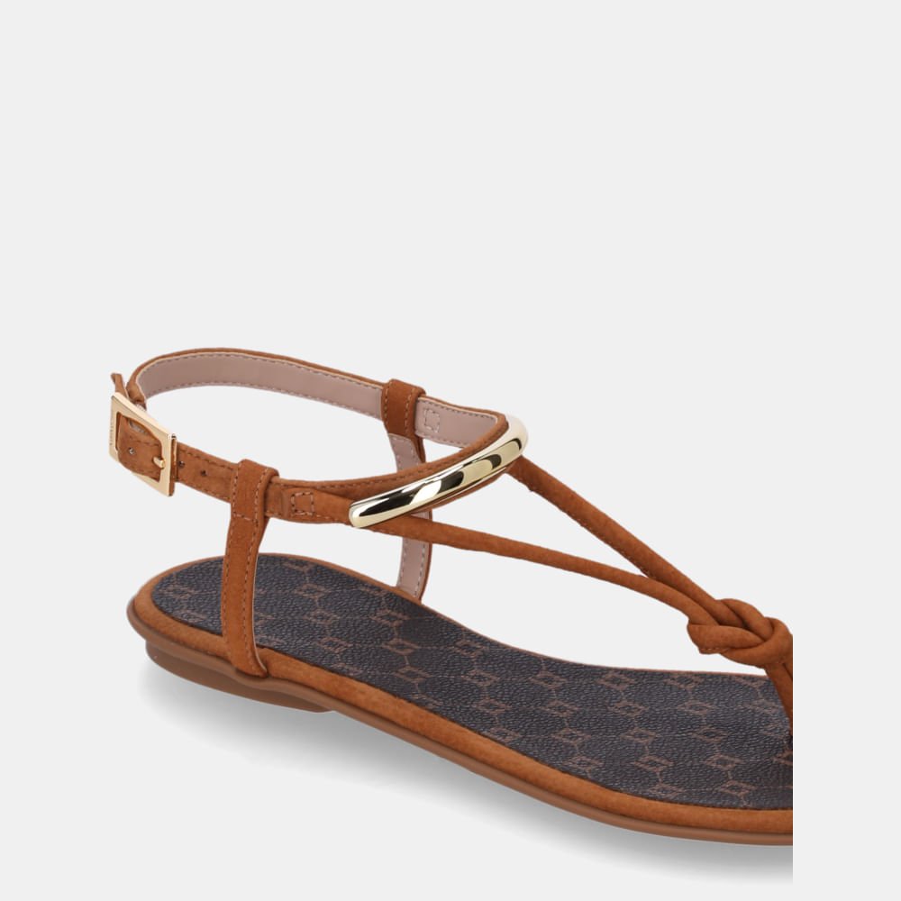 Sandália Rasteira Sun Bison Caramelo Com Monograma Mocca - 52217800 Caramelo 4