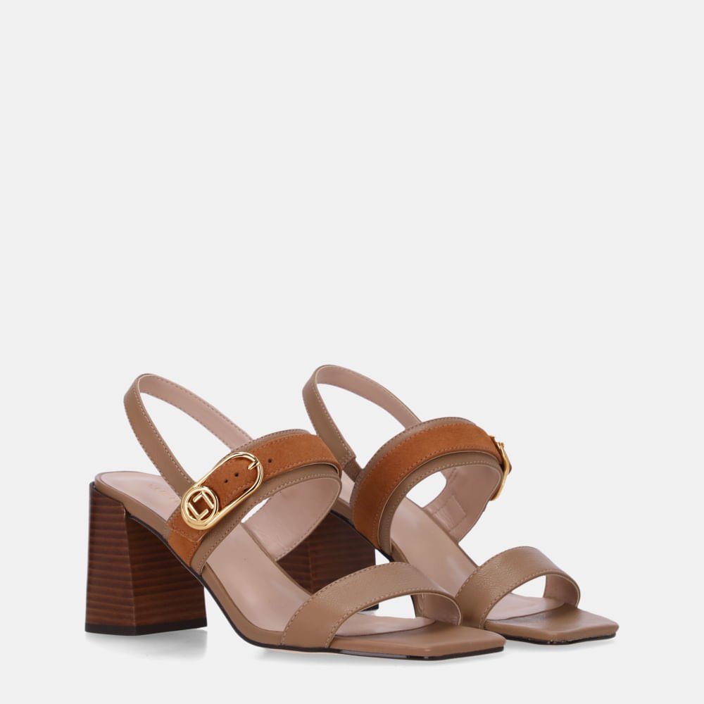 Sandália Salto Saara Ginger E Bison Caramelo - 60830007 Caramelo 2