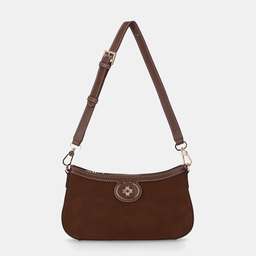 Bolsa Baguete Pequena Bison Espresso - 2000957
