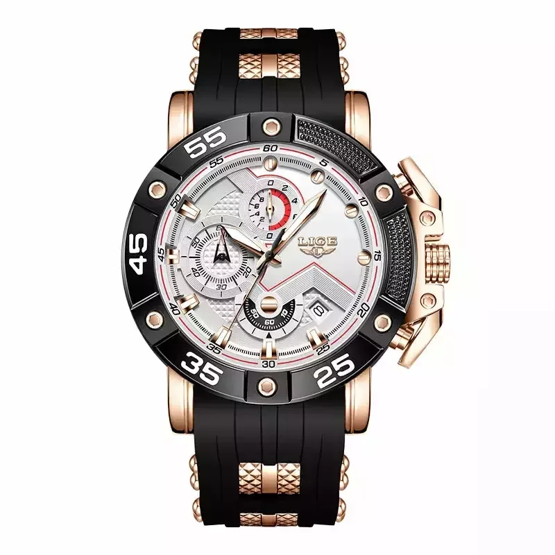 Relógio Lige Esportivo com Pulseira de Silicone Aço inoxidável