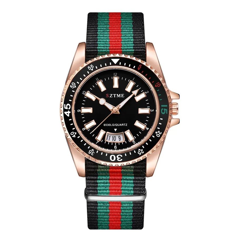 Relógio Unissex de Aço com Pulseira de Nylon