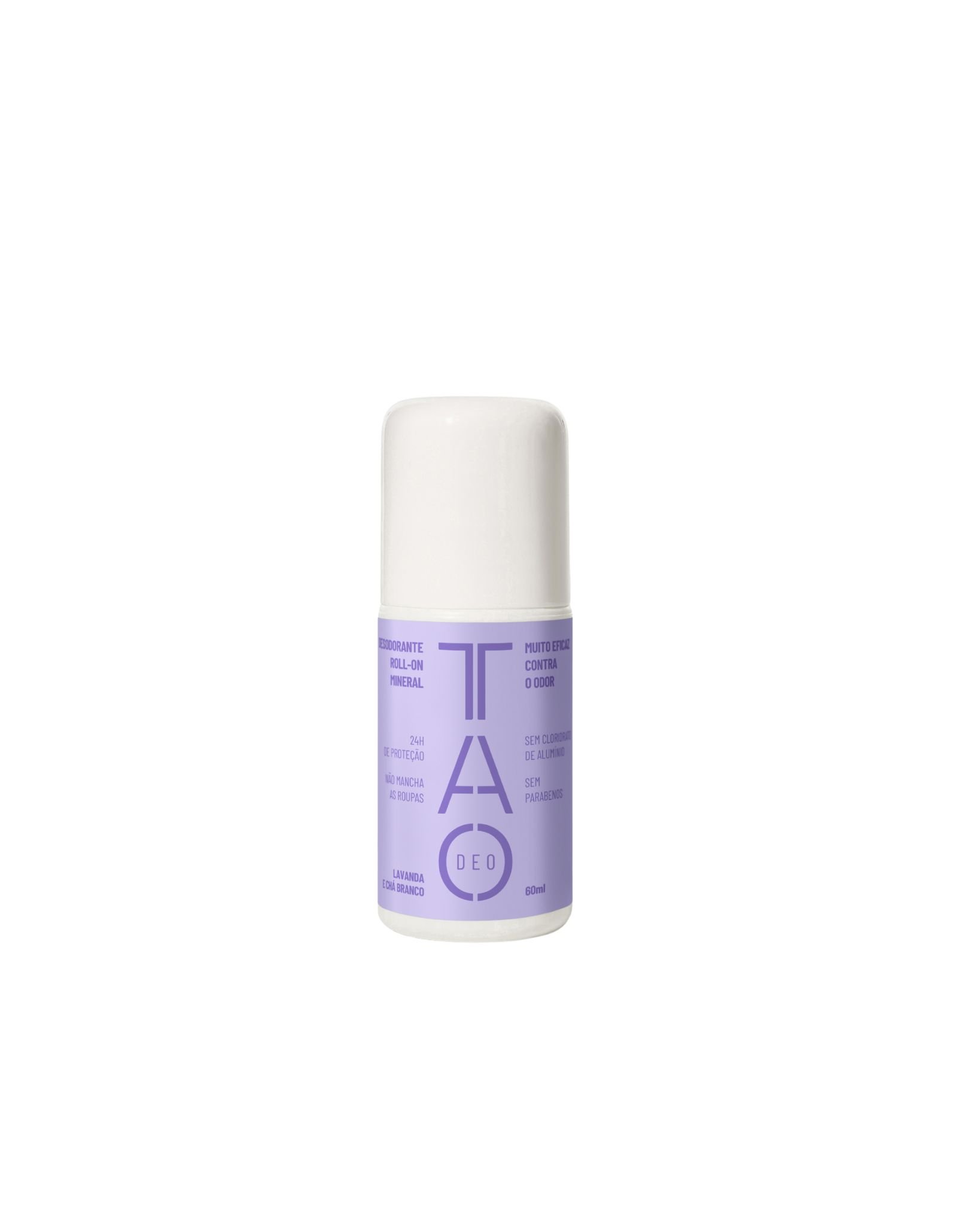 Desodorante Natural Roll-on 60ml. Lavanda e Cha Branco, Sem Aluminio e Vegano