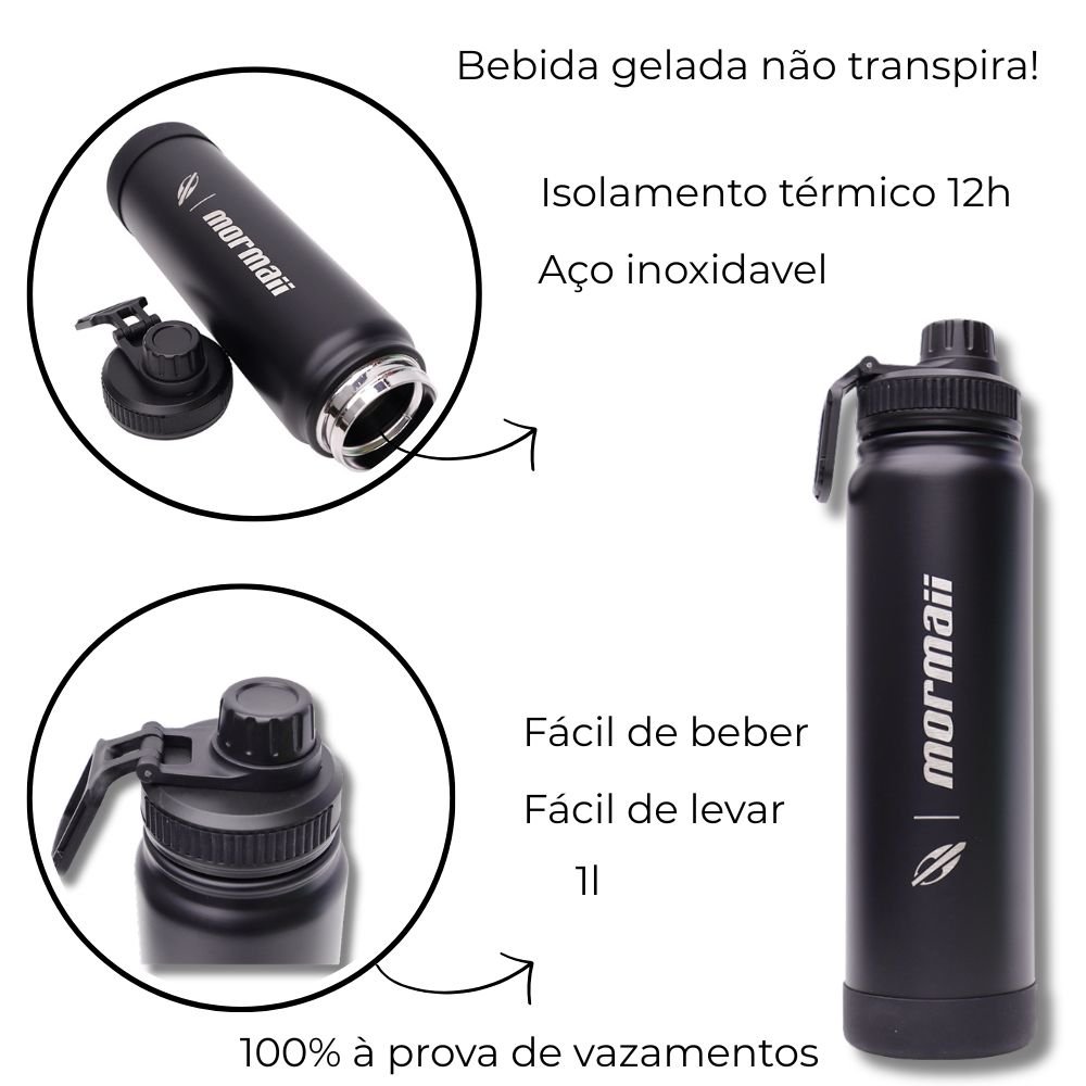 Garrafa Termica Mormaii 1000ml Alta Duracao Preto 4