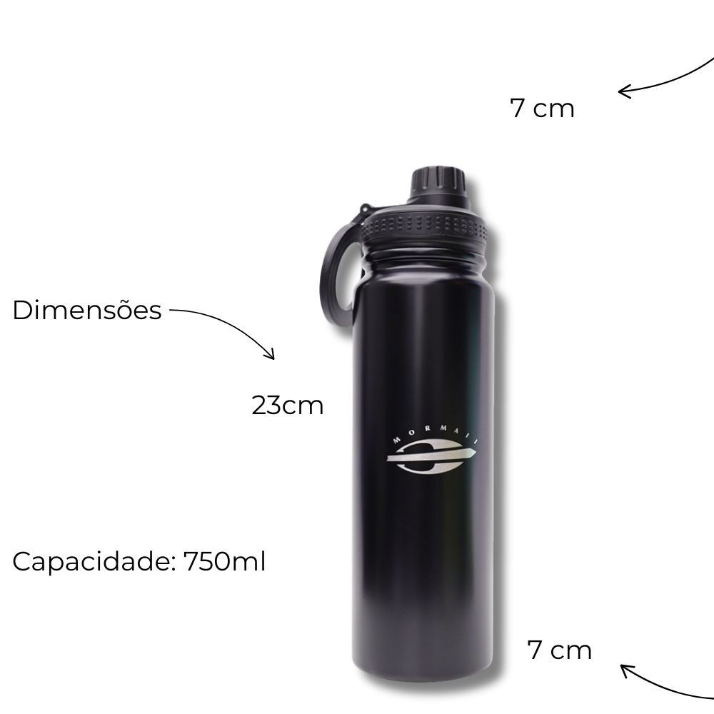 Garrafa Termica Mormaii 750ml Em Inox Reforcada Preto 5
