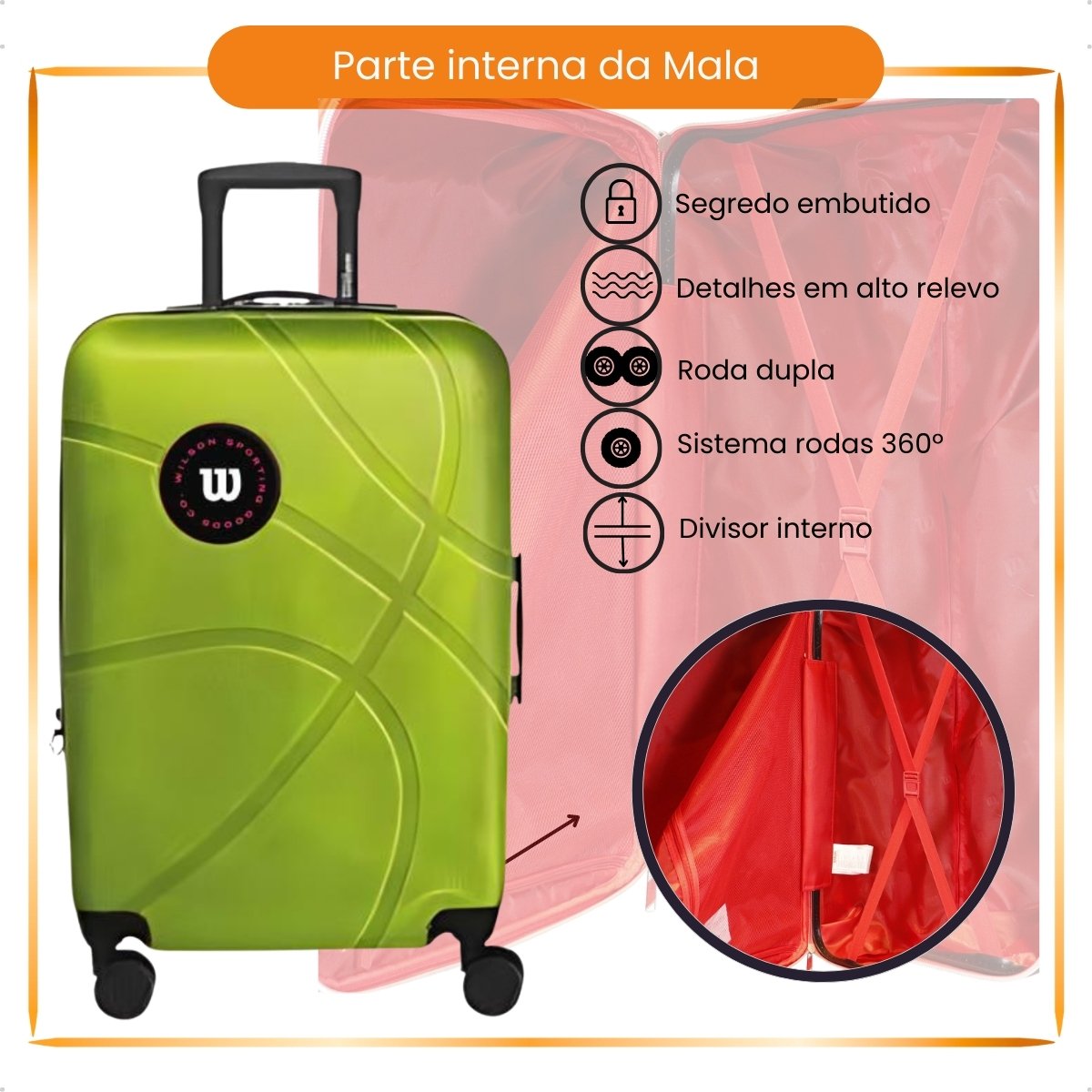Mala de Viagem Wilson 360 Tamanho 24 Litros 80 Verde 2