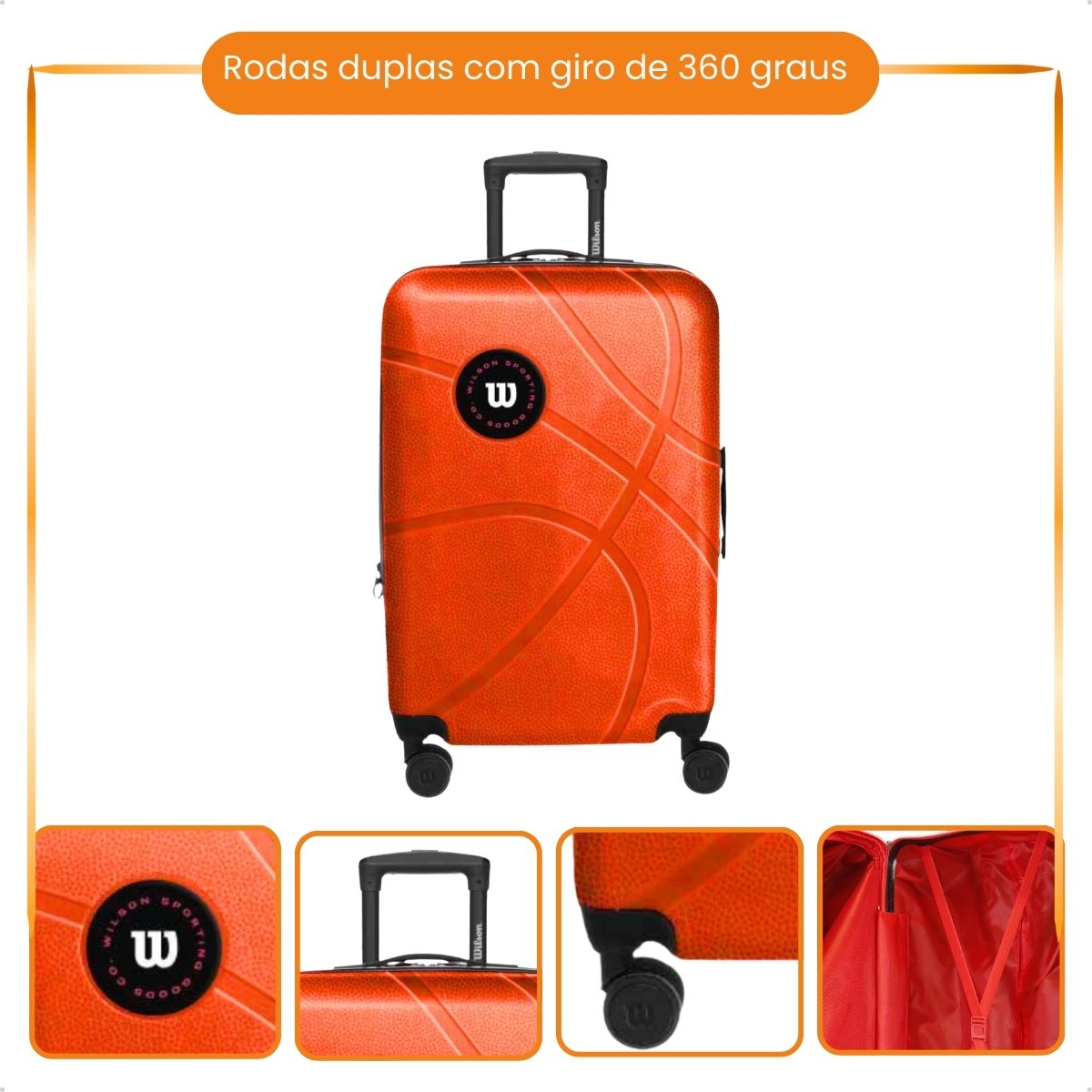 Mala de Viagem Wilson 360 Tamanho 24 Litros 80 Laranja 3