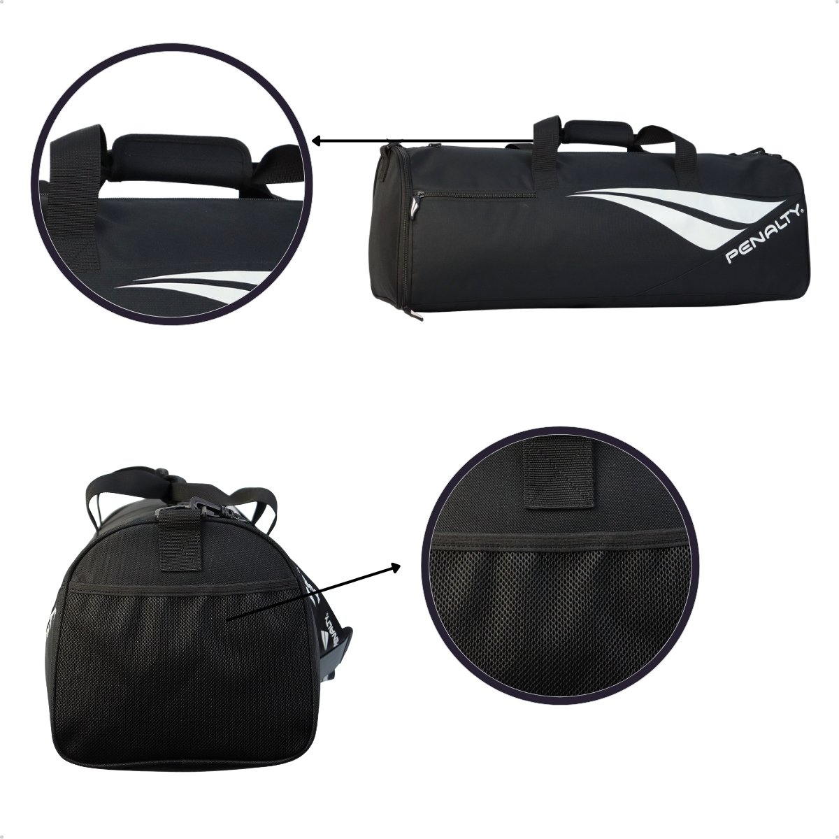 Bolsa de Viagem Penalty 37L Reforcada Alca Leve Design Preto 4