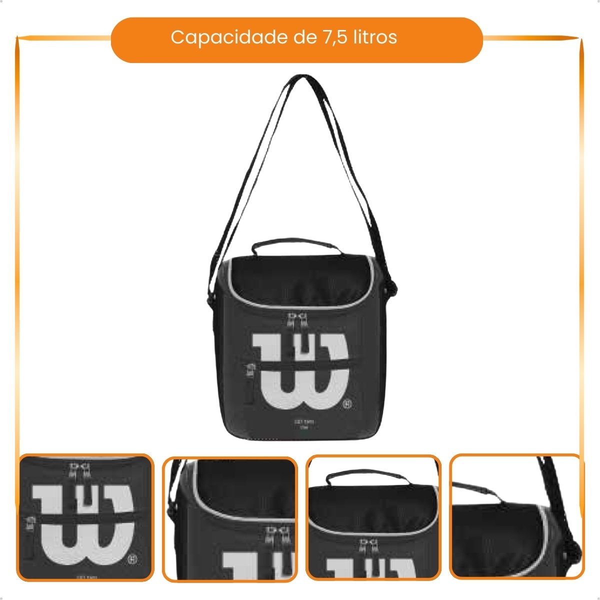Bolsa Tiracolo 7,5 Litros 100% Poliester Wilson Preto Preto 2