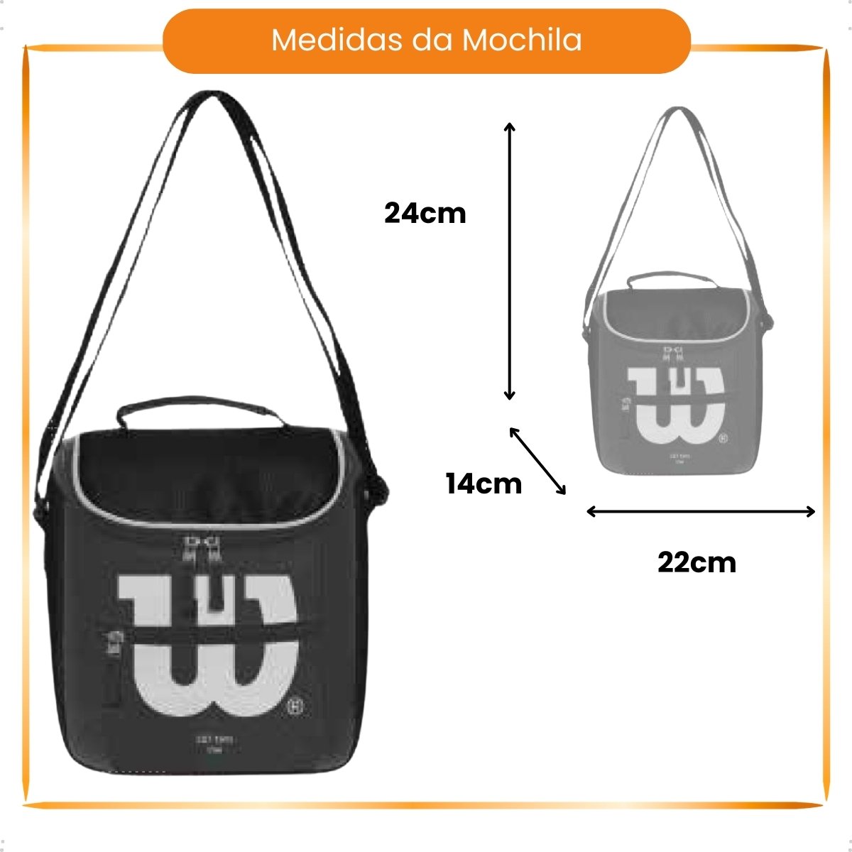 Bolsa Tiracolo 7,5 Litros 100% Poliester Wilson Preto Preto 3