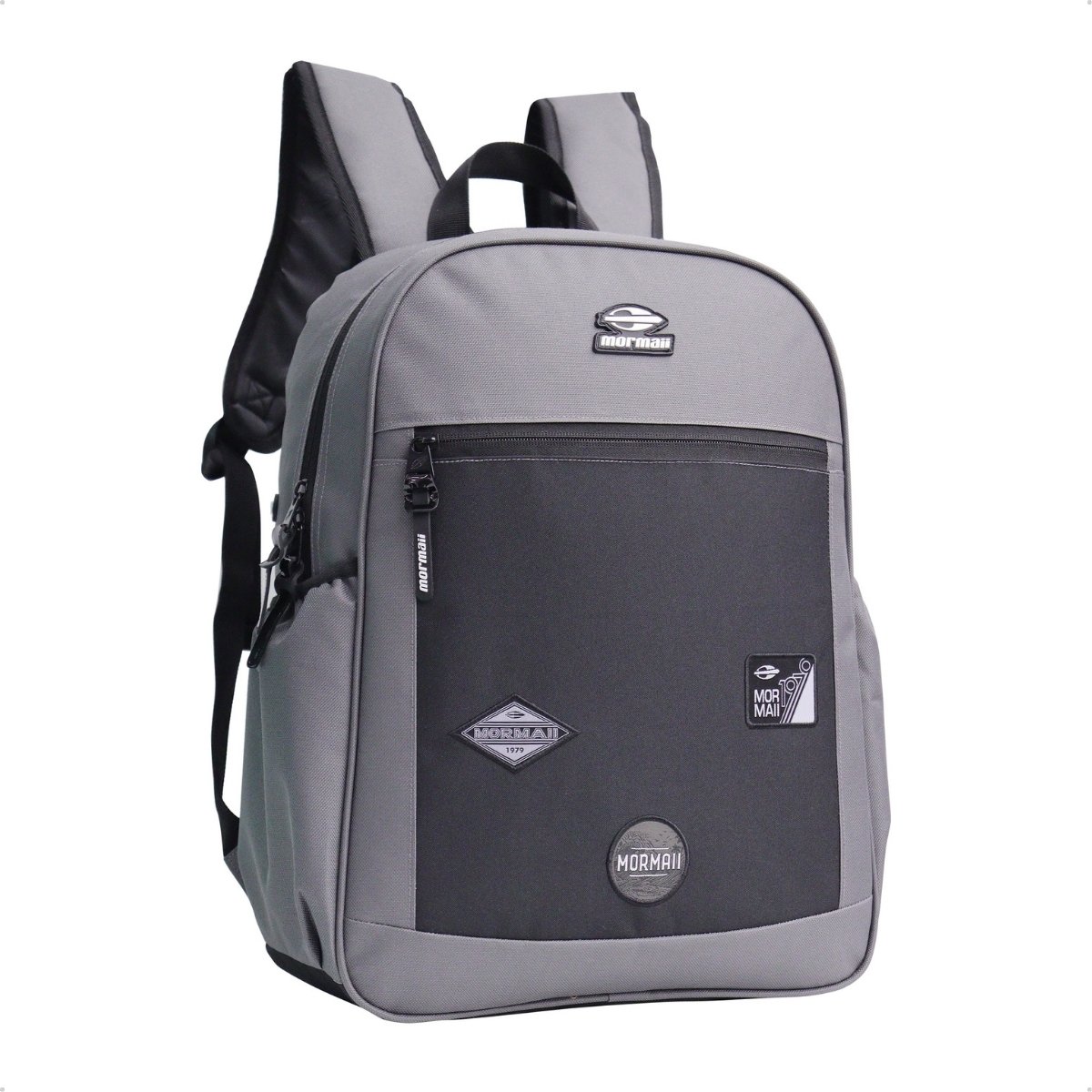 Mochila Mormaii Casual Bordada Compartimento Notebook 3 Bolsos 20 Litros Preto e Cinza