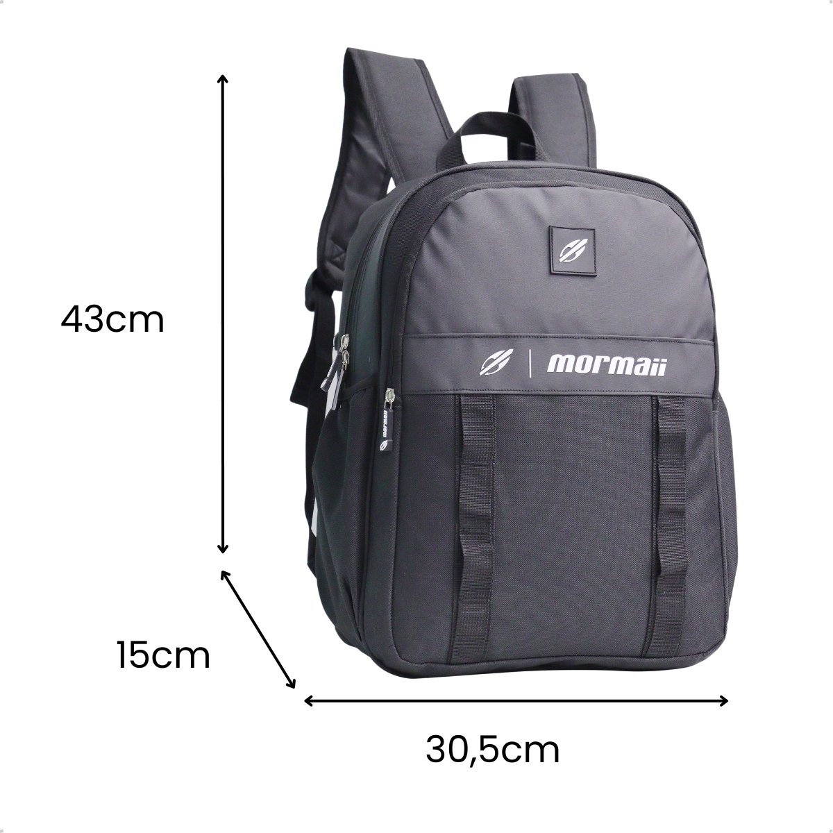 Mochila Mormaii Casual Compartimento notebook 3 bolsos 20 litros Preto Cinza 5