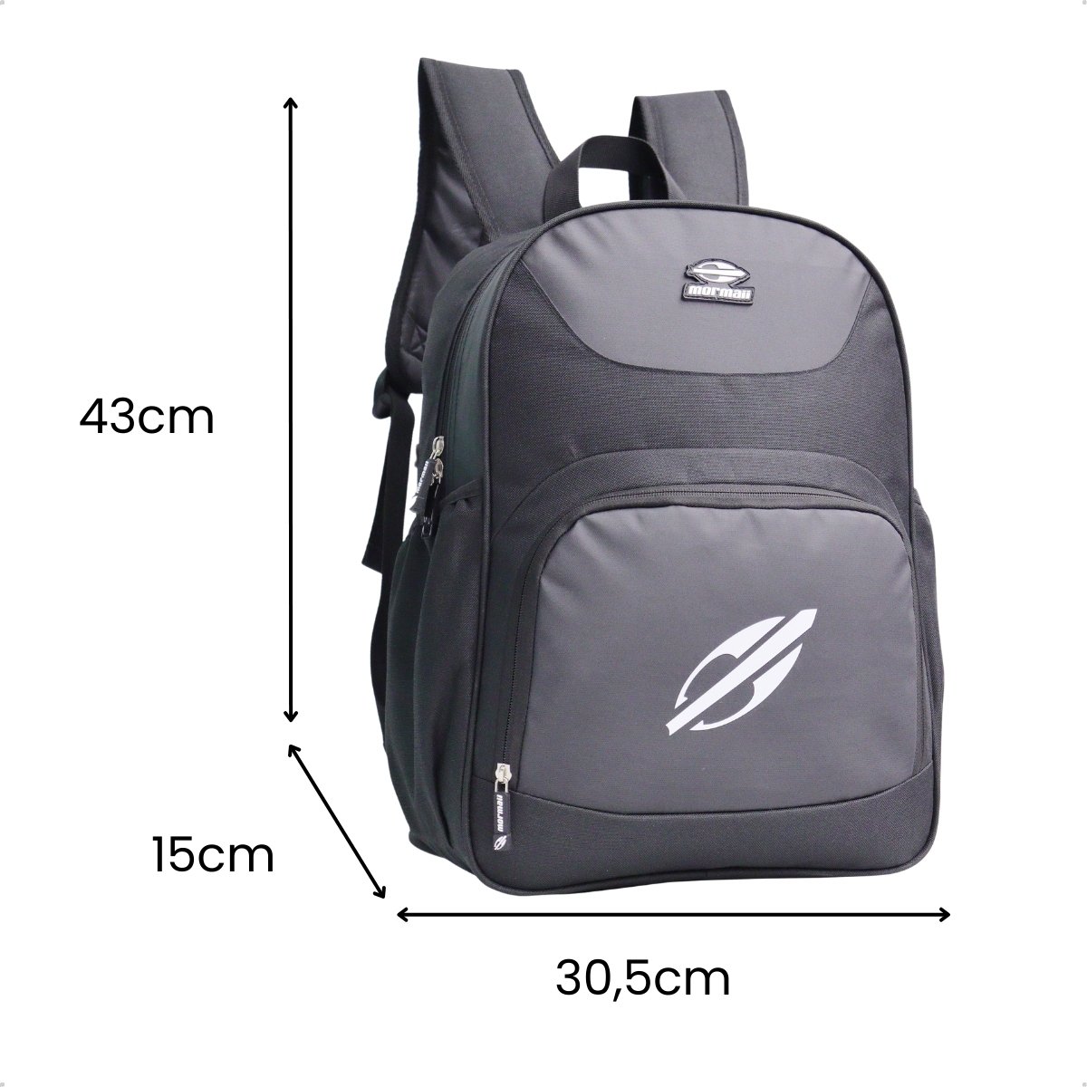 Mochila Mormaii Casual Compartimento notebook 3 bolsos 20 litros Preto Cinza/Branco 5