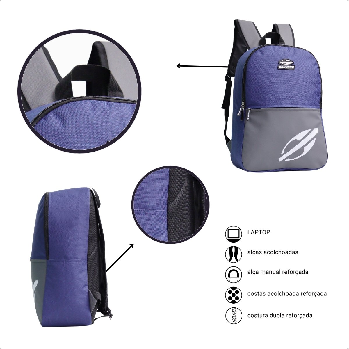 Mochila Mormaii Casual 23L Compartimento Notebook 1 Bolsos Azul 4