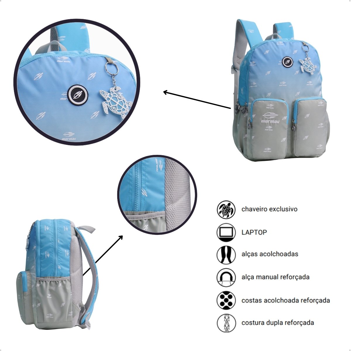 Mochila Mochila Mormaii Nylon Casual Mormaiifeminino Azul 4