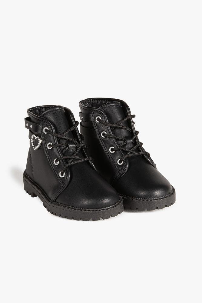 Bota Baby Infantil Coturno Cano Curto Molekinha Hearth Preto 4