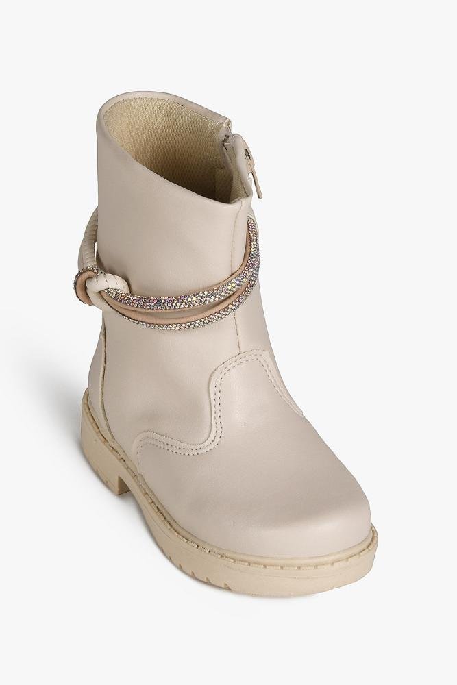 Bota Baby Infantil Cano Curto Doce Menina Anny Off White 4