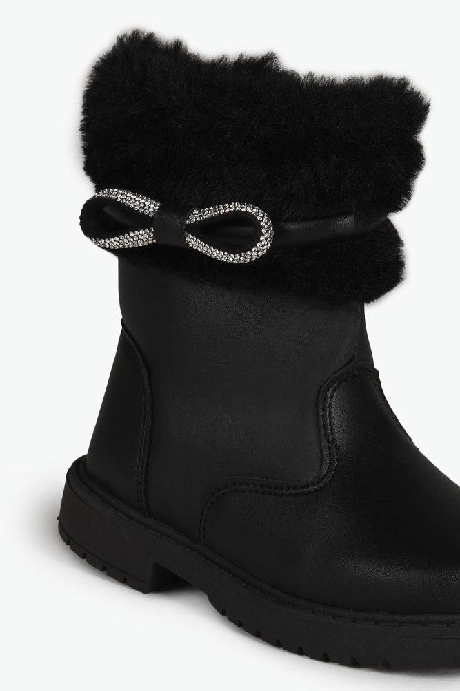 Bota Baby Infantil Cano Curto Doce Menina Aurora Preto 2