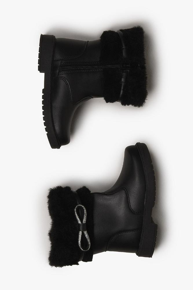 Bota Baby Infantil Cano Curto Doce Menina Aurora Preto 3