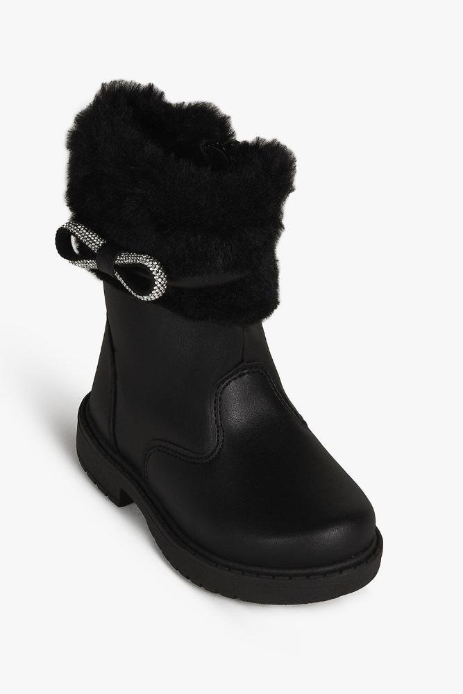 Bota Baby Infantil Cano Curto Doce Menina Aurora Preto 4
