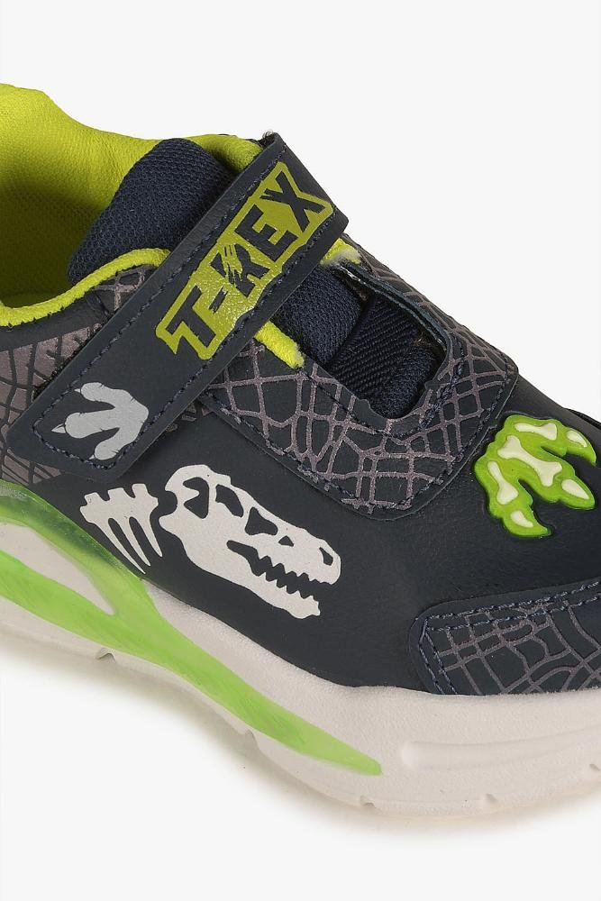 Tênis Infantil Mini Pé Led T-Rex Azul/Verde 2