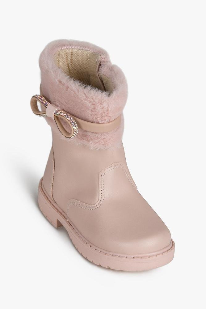 Bota Baby Infantil Cano Curto Doce Menina Aurora Rosa 4