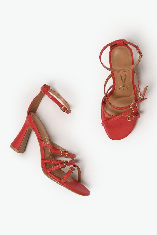 Sandália Feminina Salto Alto Vizzano Nathiely Vermelho 3