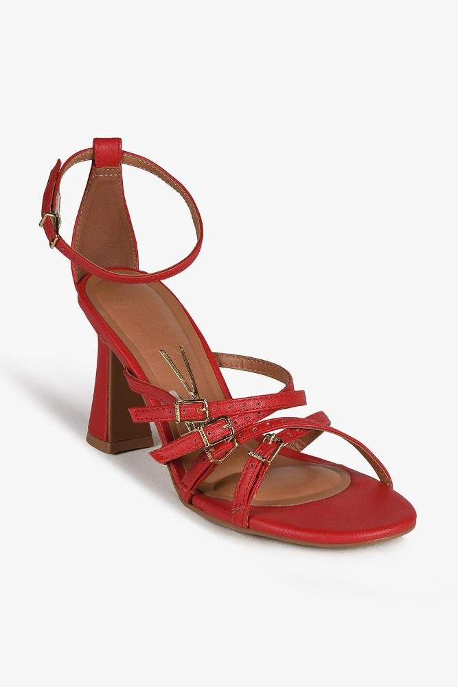 Sandália Feminina Salto Alto Vizzano Nathiely Vermelho 4