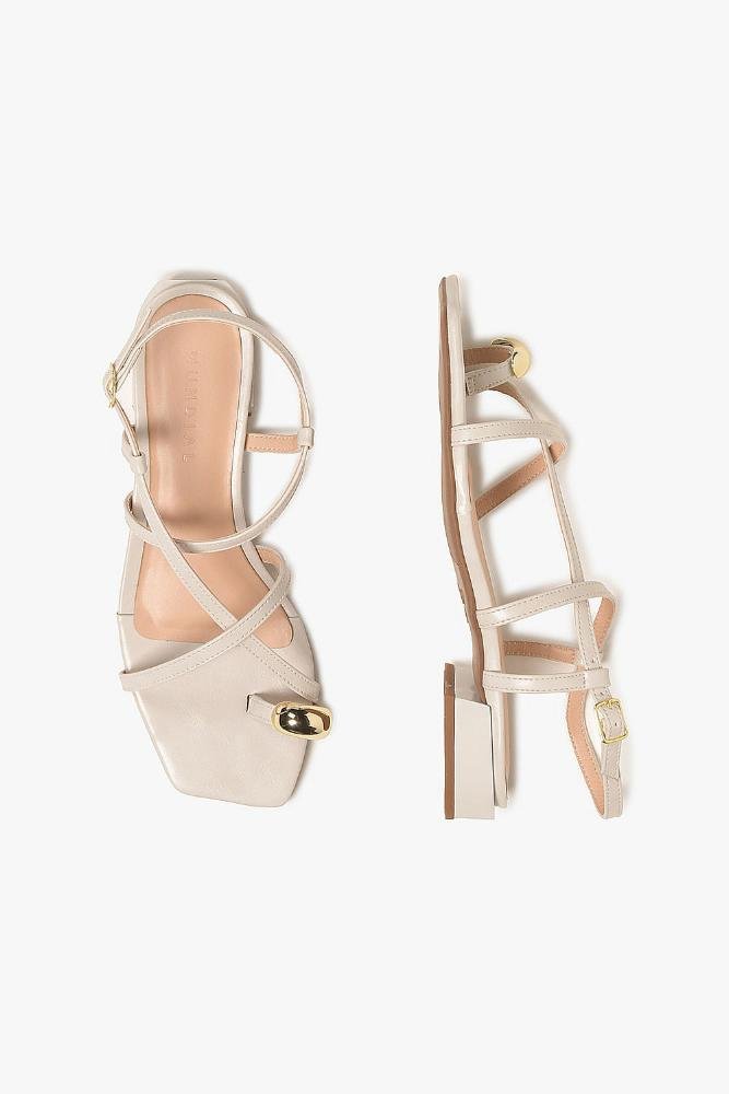 Sandália Feminina Salto Baixo Mundial Livia Off White 3